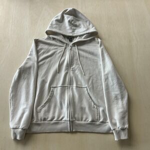 Eddie Bauer Hoodie Womens Large White Full Zip Fleece Kangaroo Pocket Sweatshirt